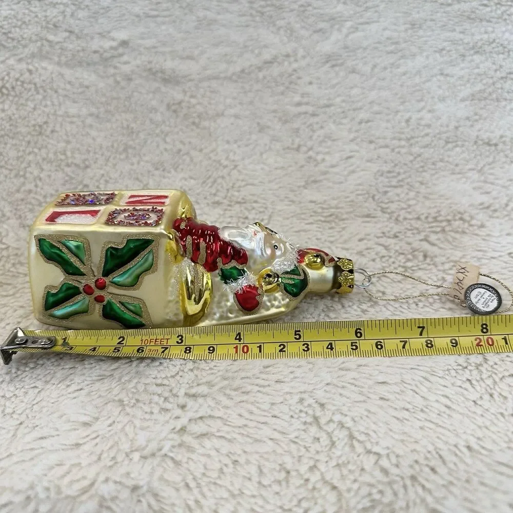 BRN Santa Jack In The Box Noel 6” Gold Blown Ornament Christmas Tree Decor